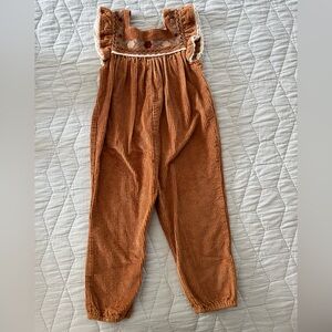 Zara corduroy embroidered pant umpsuit - girls 4-5